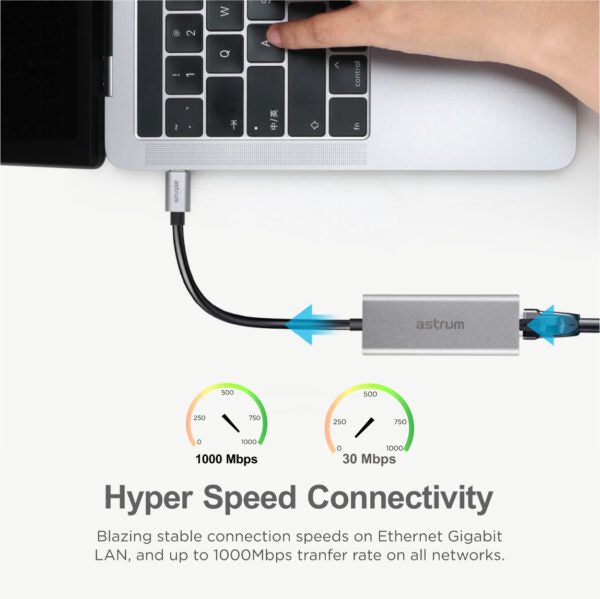 Astrum USB-A to Ethernet Gigabit Adapter | USB-A | NA400 Astrum