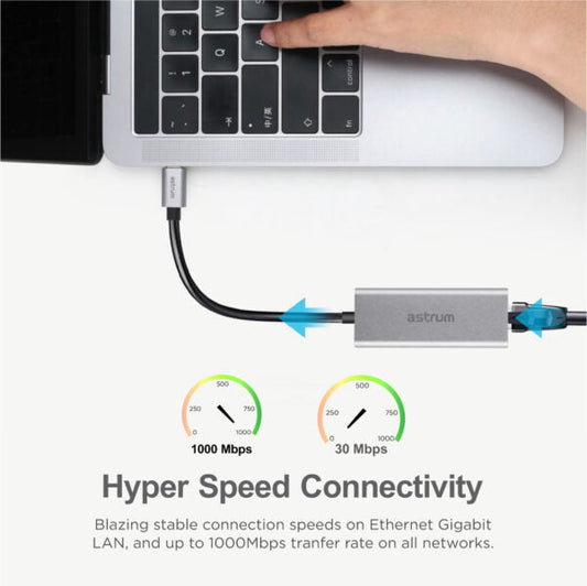 Astrum USB-A to Ethernet Gigabit Adapter | USB-A | NA400 Astrum