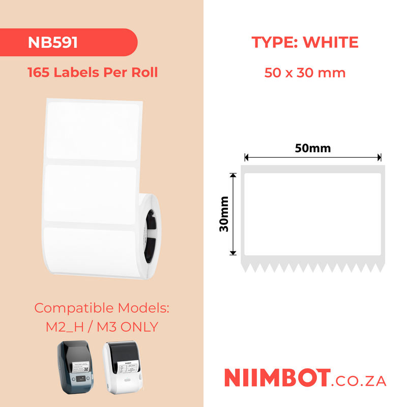 Niimbot White M2/M3 V50×30mm - 165 Thermal Transfer Labels Niimbot